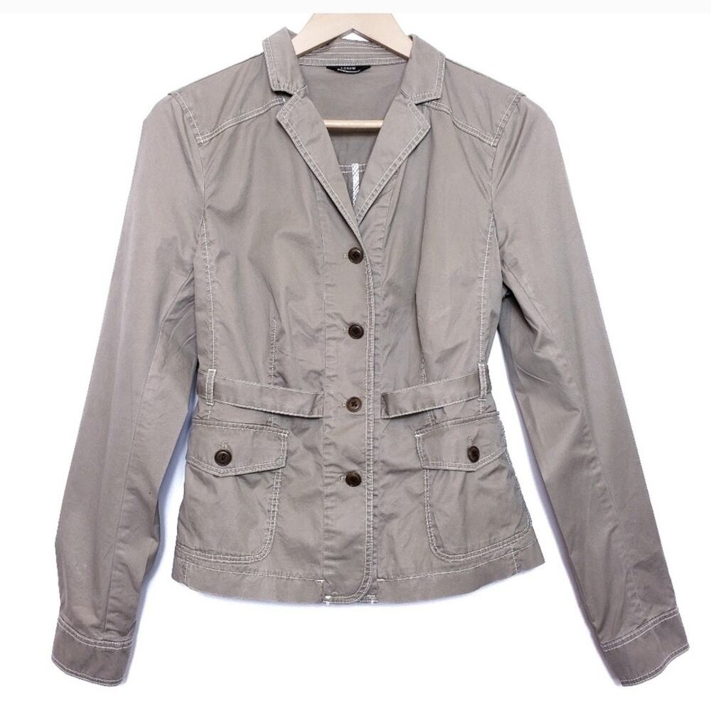 J. Crew Women's Belted Lightweight Twill Khaki Tan Jacket Size Small